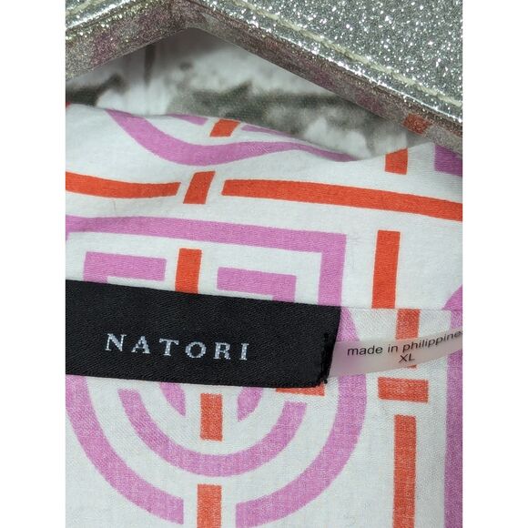 NATORI Infinity Cotton Sateen Notch PJ in Hibiscus Size XL - Picture 4 of 6